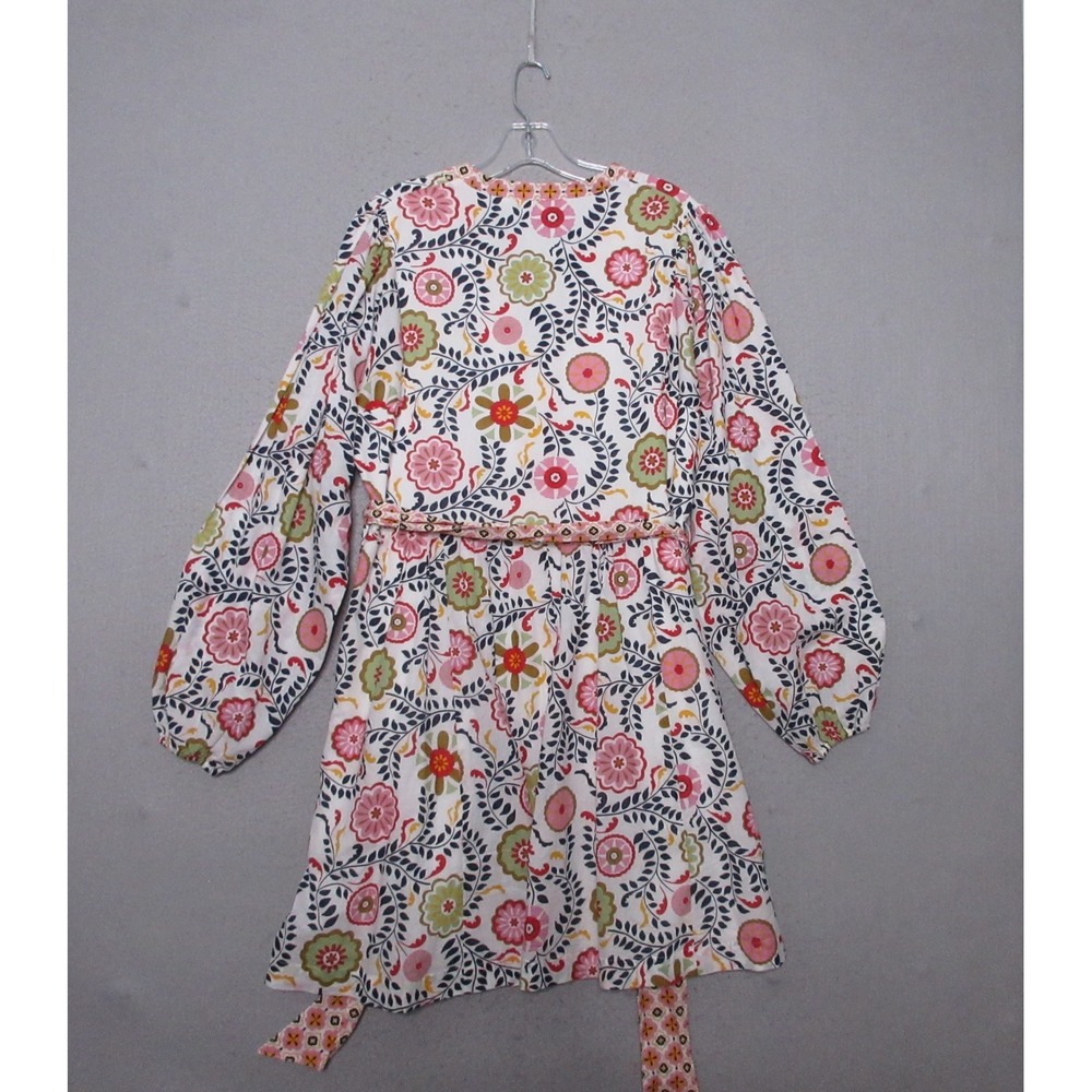 Boden Dress 10R Floral Boho Belted Cotton Colorful Balloon Sleeve Mod Cottage - Picture 2 of 12